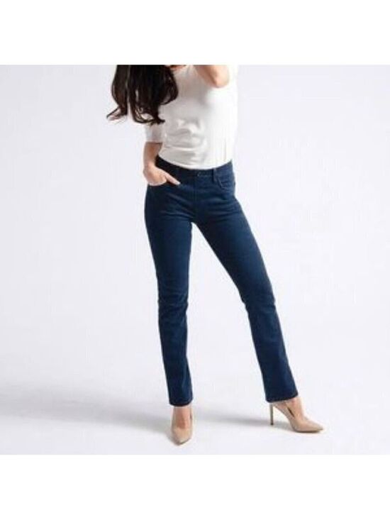 Betabrand Denim - Betabrand Straight-Leg | 4-Pocket Pull On Yoga Denim Pant Medium, Short Petite